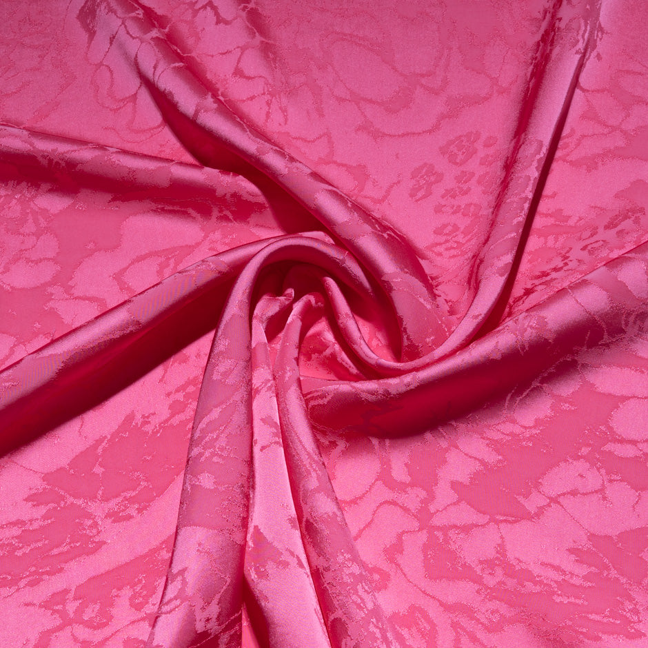 Rich Pink Abstract Jacquard Microfibre Crêpe