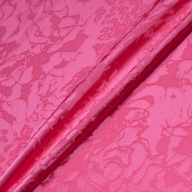 Rich Pink Abstract Jacquard Microfibre Crêpe