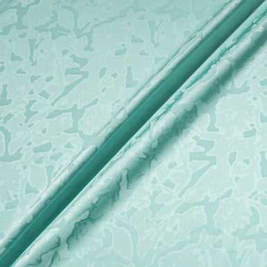 Turquoise Abstract Floral Jacquard Microfibre Crêpe