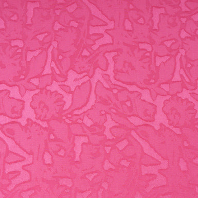 Pink Abstract Floral Jacquard Microfibre Crêpe
