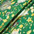 Yellow & Grey Floral Printed Green Silk Sable Crêpe