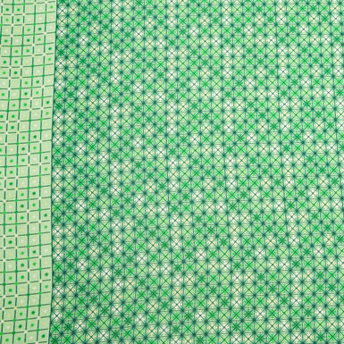 Two-Tone Green Geometric Pure Silk Twill