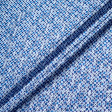Two-Tone Blue Geometric Pure Silk Twill