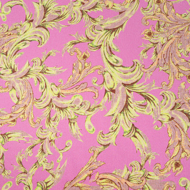 Lime & Yellow Printed Candy Pink Pure Silk Twill