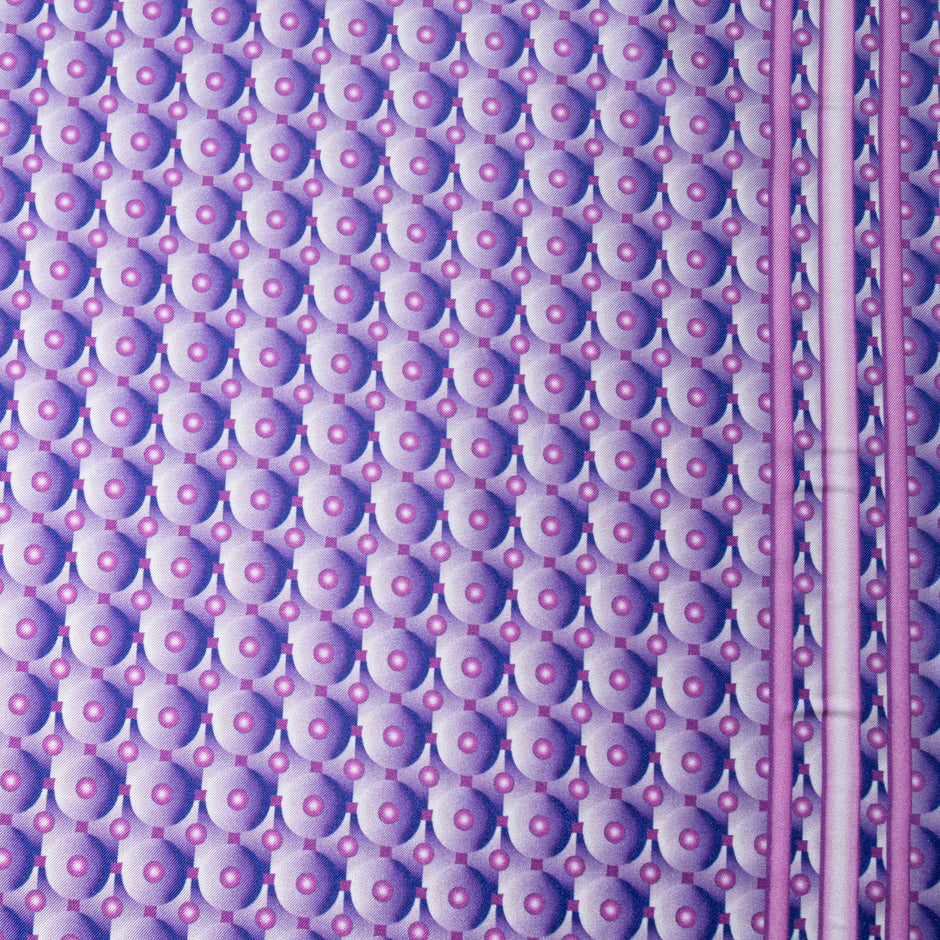 Lavender & Pink Geo Printed Pure Silk Twill