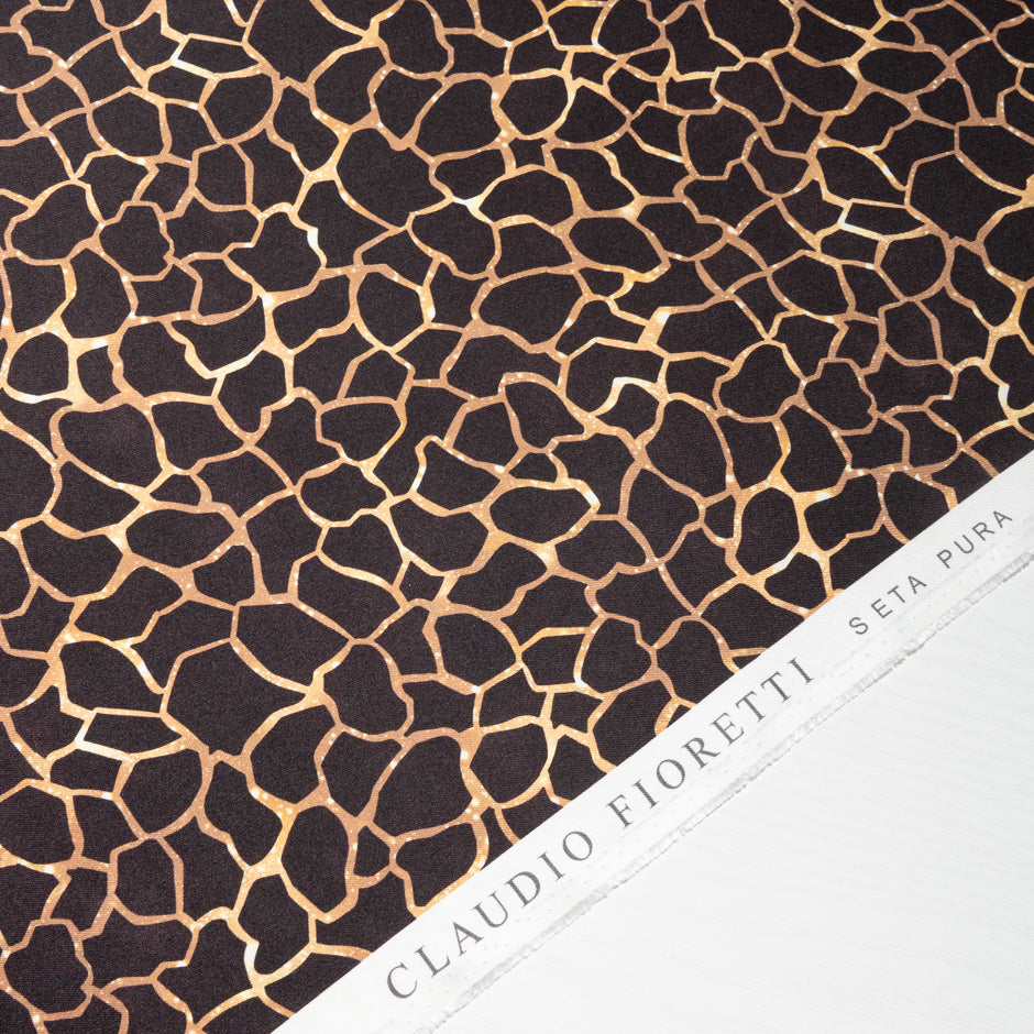 Abstract Animal Printed Pure Silk Twill