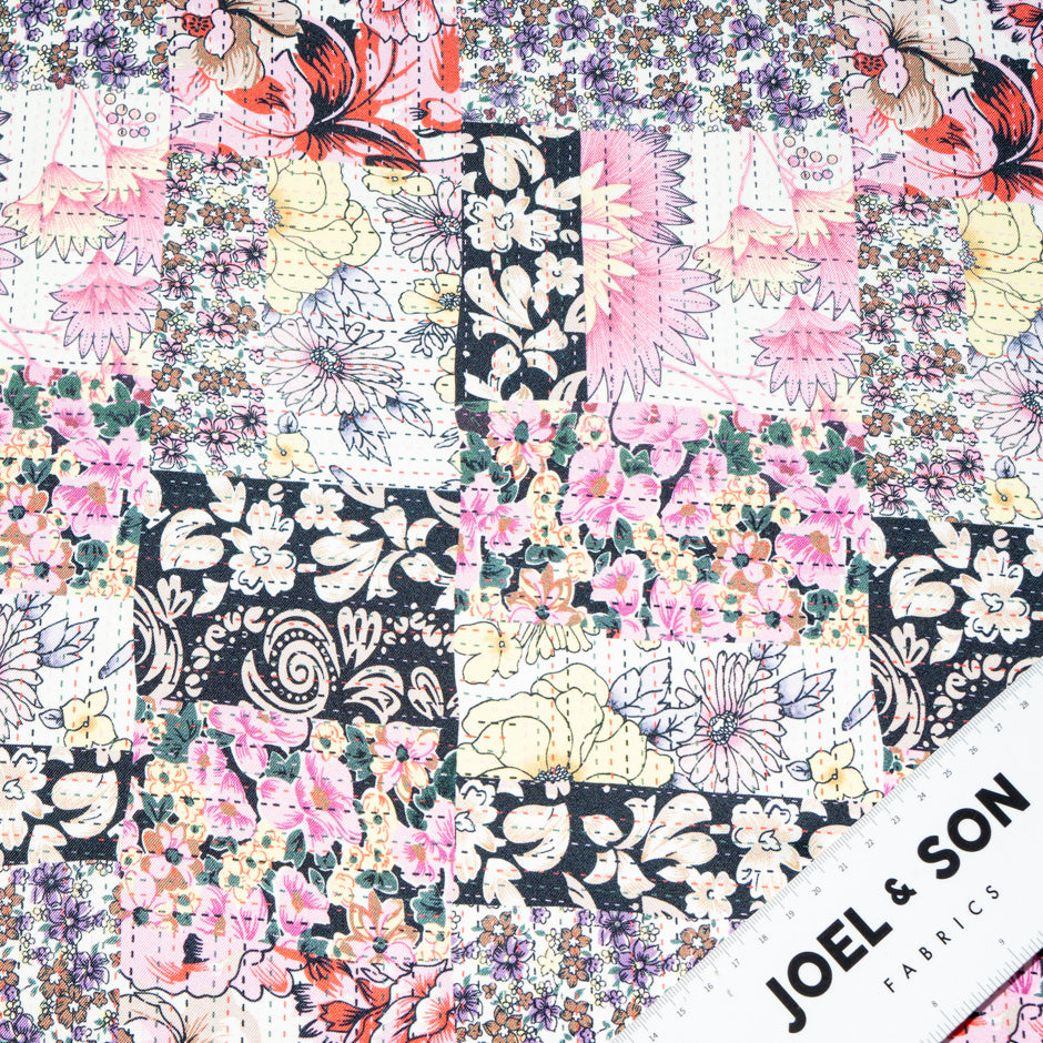 Patchwork Floral Printed Pure Silk Twill