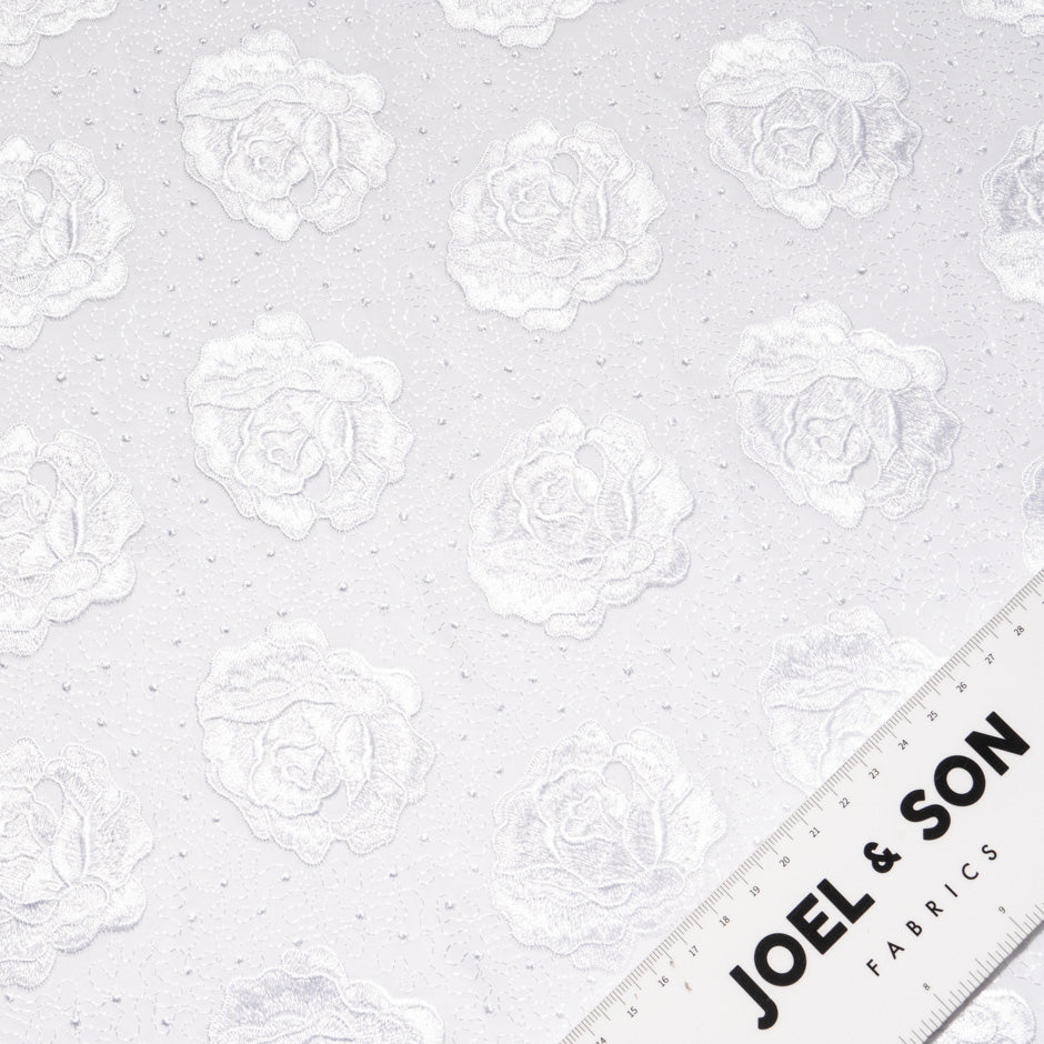 White Rose & Spot Embroidered Cotton Voile (A 2.25m Piece)