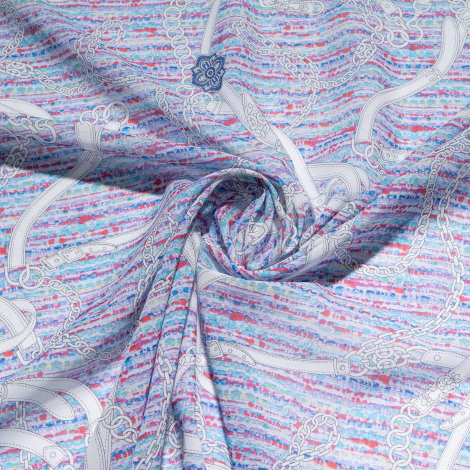 Chain & Blue 'Bouclé' Printed Cotton Voile