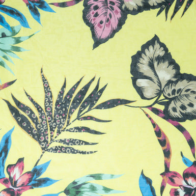 Multi Floral Printed Yellow Pure Cotton Voile