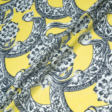 Monochrome Printed Yellow Cotton Voile