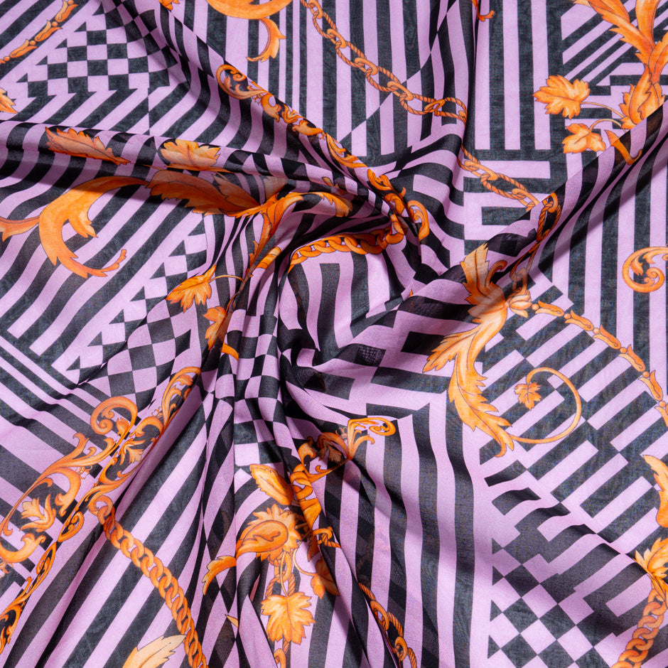 Pink & Black Printed Pure Cotton Voile