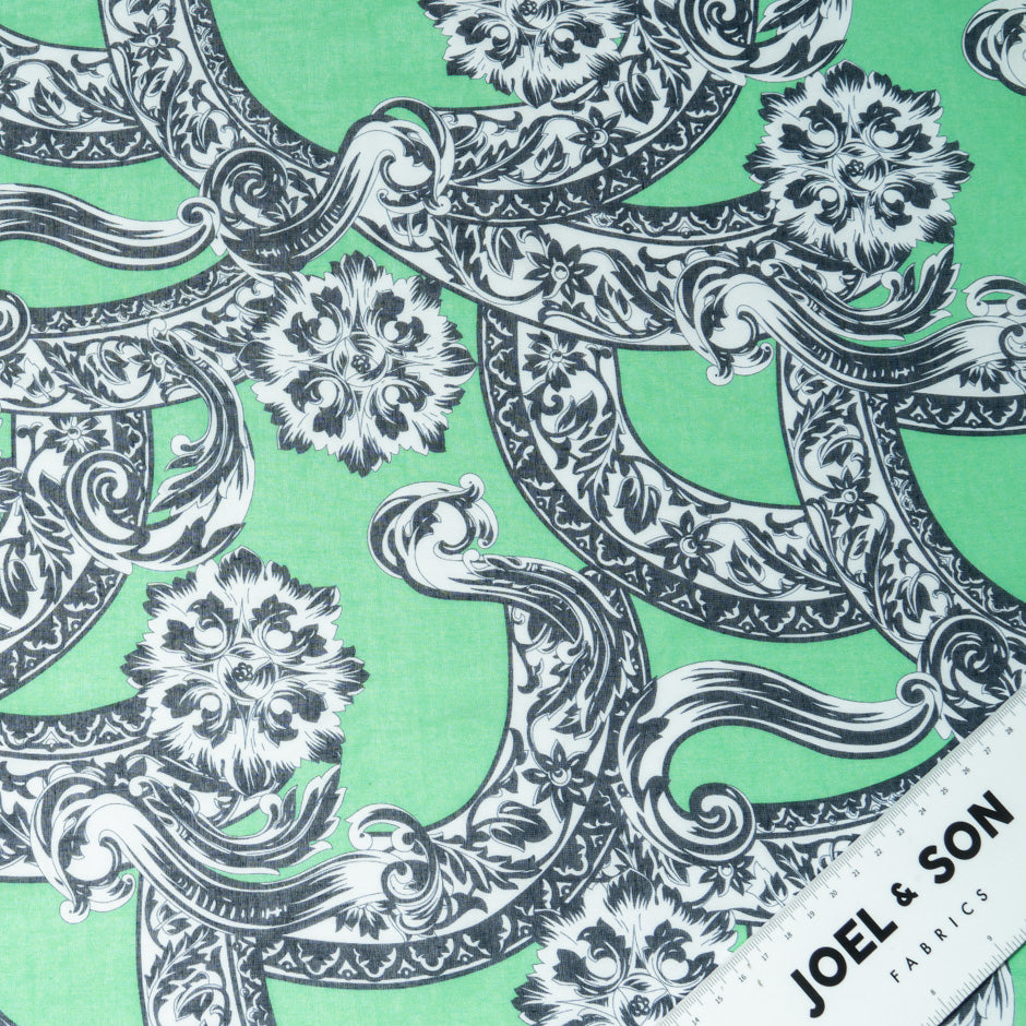 Monochrome Printed Green Pure Cotton Voile