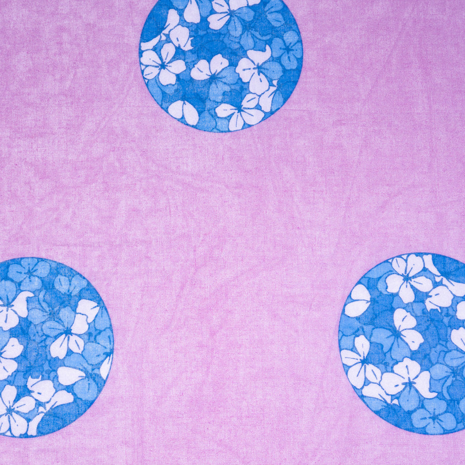 Blue Floral Printed Deep Pink Pure Cotton Voile