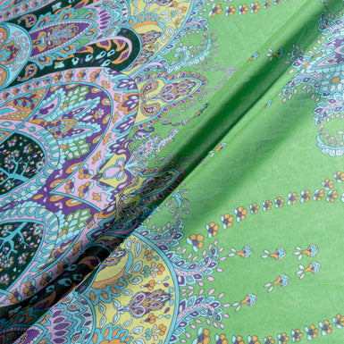 Paisley Patterned Green Pure Cotton Voile