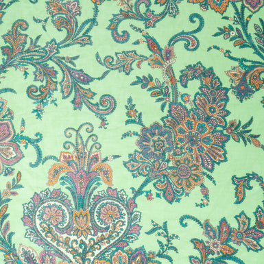 Paisley Printed Green Pure Cotton Voile