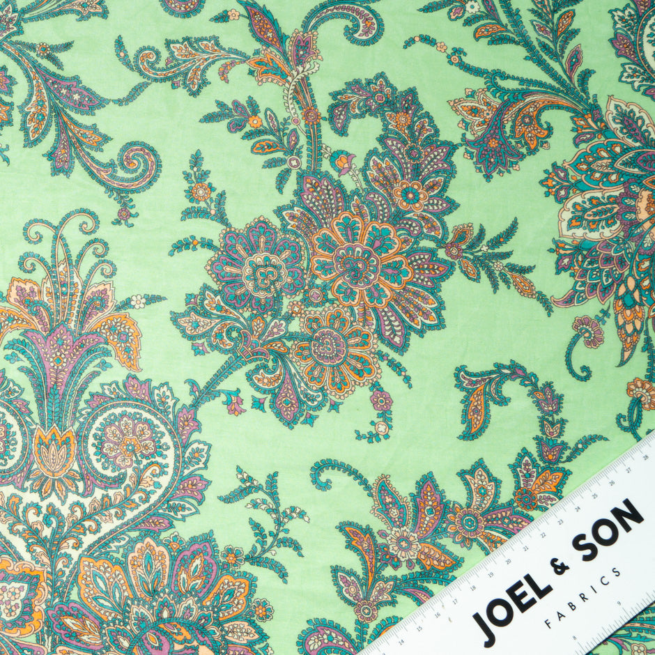 Paisley Printed Green Pure Cotton Voile