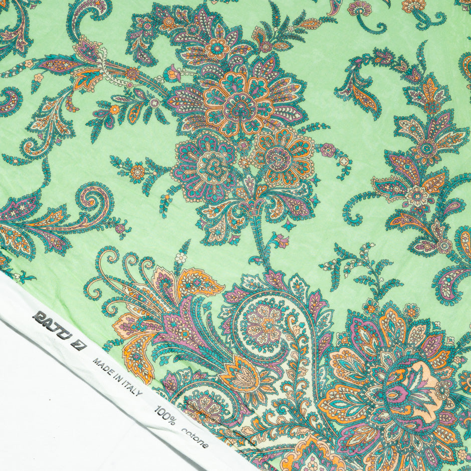 Paisley Printed Green Pure Cotton Voile