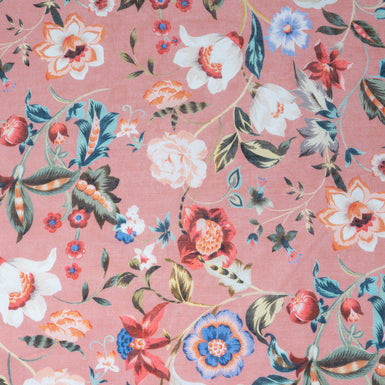 Multi Floral Printed Dusty Pink Pure Cotton Voile