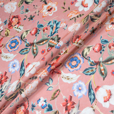 Multi Floral Printed Dusty Pink Pure Cotton Voile