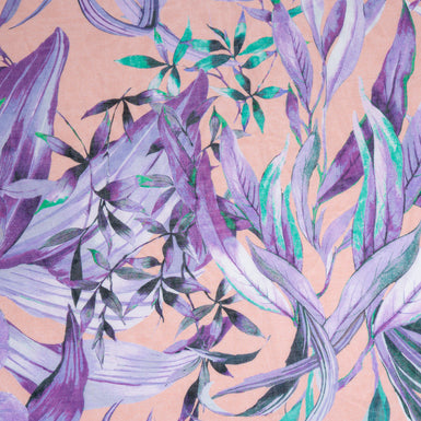 Purple Floral Printed Pink Pure Cotton Voile