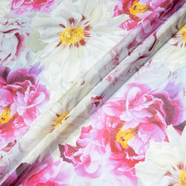 Pink & White Floral Printed Pure Cotton Voile