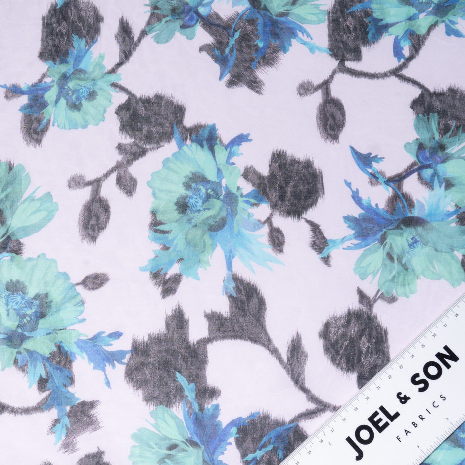 Green & Blue Floral Printed Pure Cotton Voile