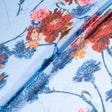 Red & Pink Floral Printed Blue Pure Cotton Voile