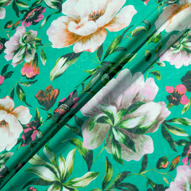 Floral Printed Emerald Pure Cotton Voile