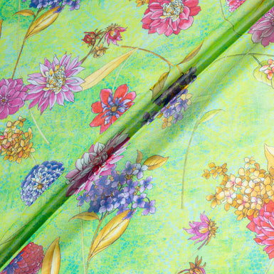 Multi Floral Printed Green/Blue Pure Cotton Voile