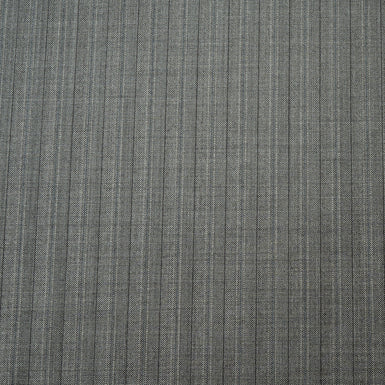 Pinstriped Grey/Oatmeal Superfine Pure Wool Suiting