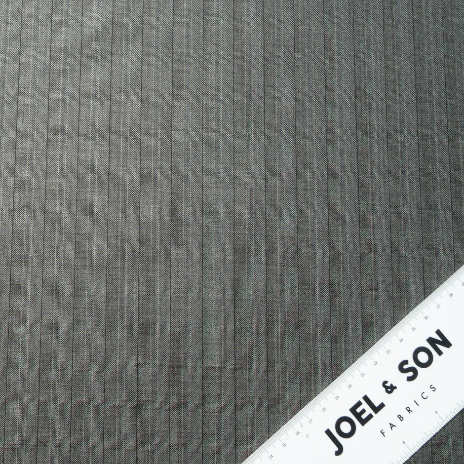 Pinstriped Grey/Oatmeal Superfine Pure Wool Suiting