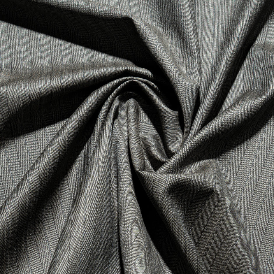 Pinstriped Grey/Oatmeal Superfine Pure Wool Suiting
