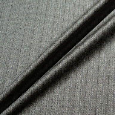 Pinstriped Grey/Oatmeal Superfine Pure Wool Suiting