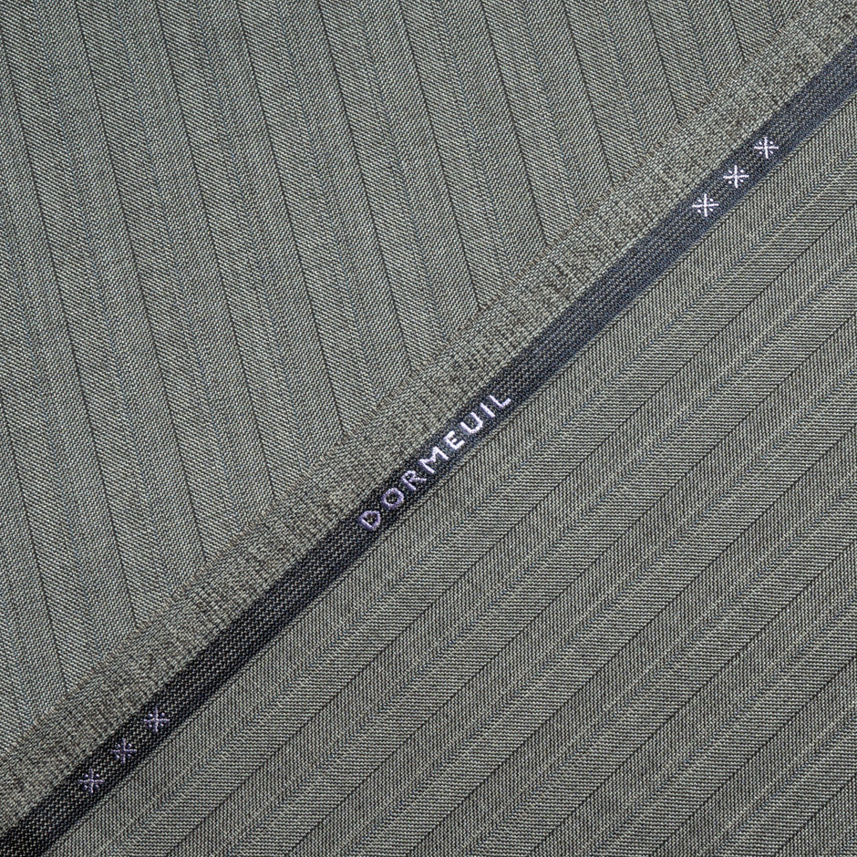 Pinstriped Grey/Oatmeal Superfine Pure Wool Suiting