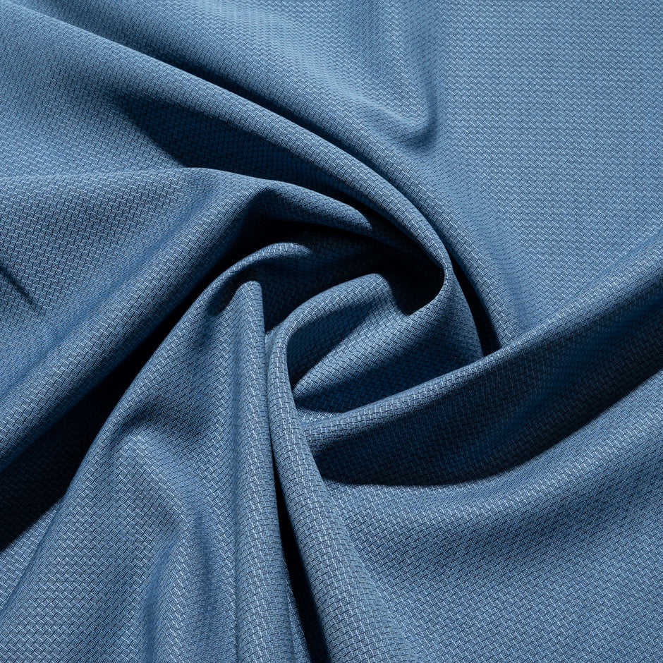 Deep Sky Blue Jacquard Super 130s Tropical Wool