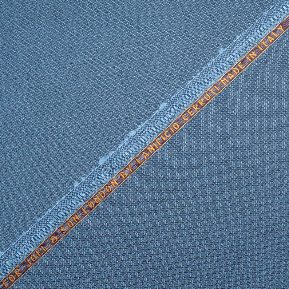 Deep Sky Blue Jacquard Super 130s Tropical Wool