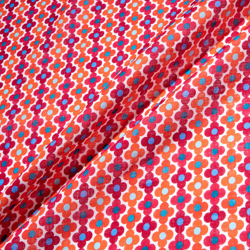 Orange & Red Geo Printed Linen | Shop Luxury Linen