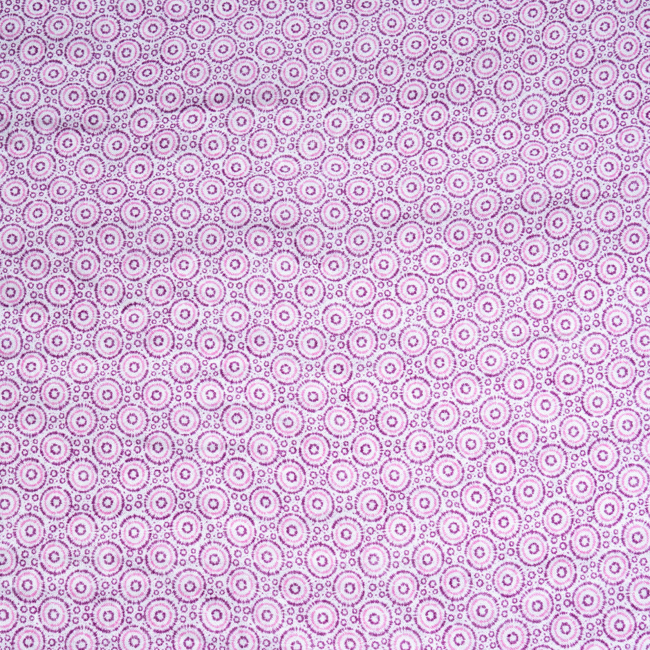 Pink & Purple Geometric Circle Printed Linen