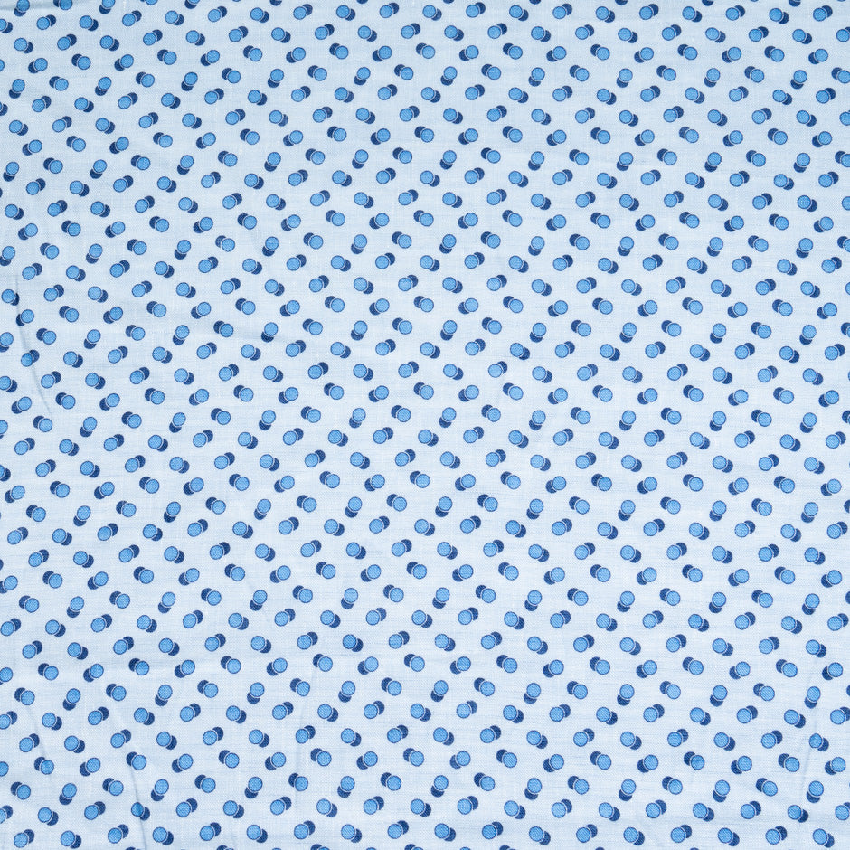 Blue Two-Tone Geometric Spot Printed Linen