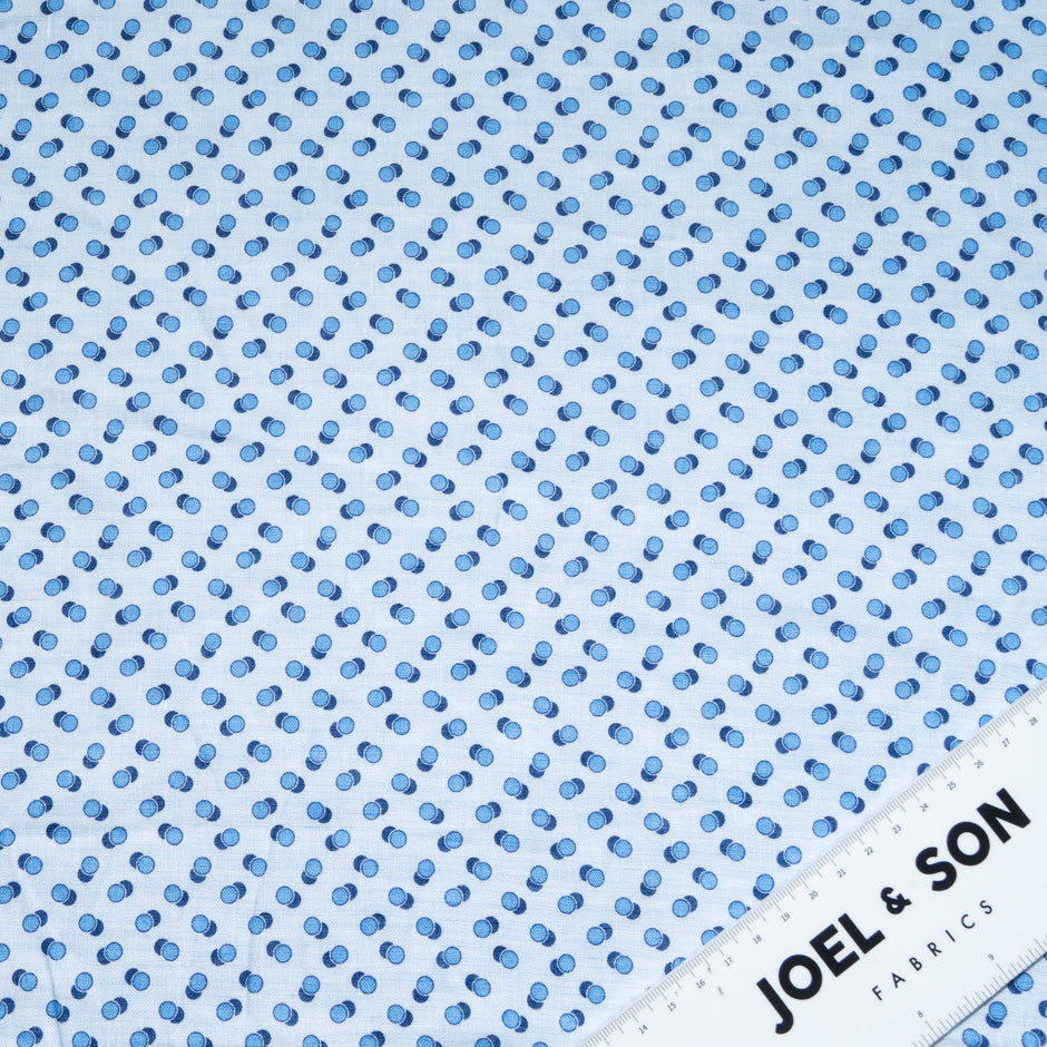 Blue Two-Tone Geometric Spot Printed Linen