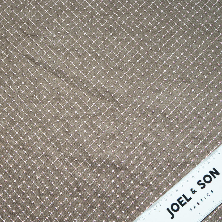 Diamond Embroidered Mid Brown Linen