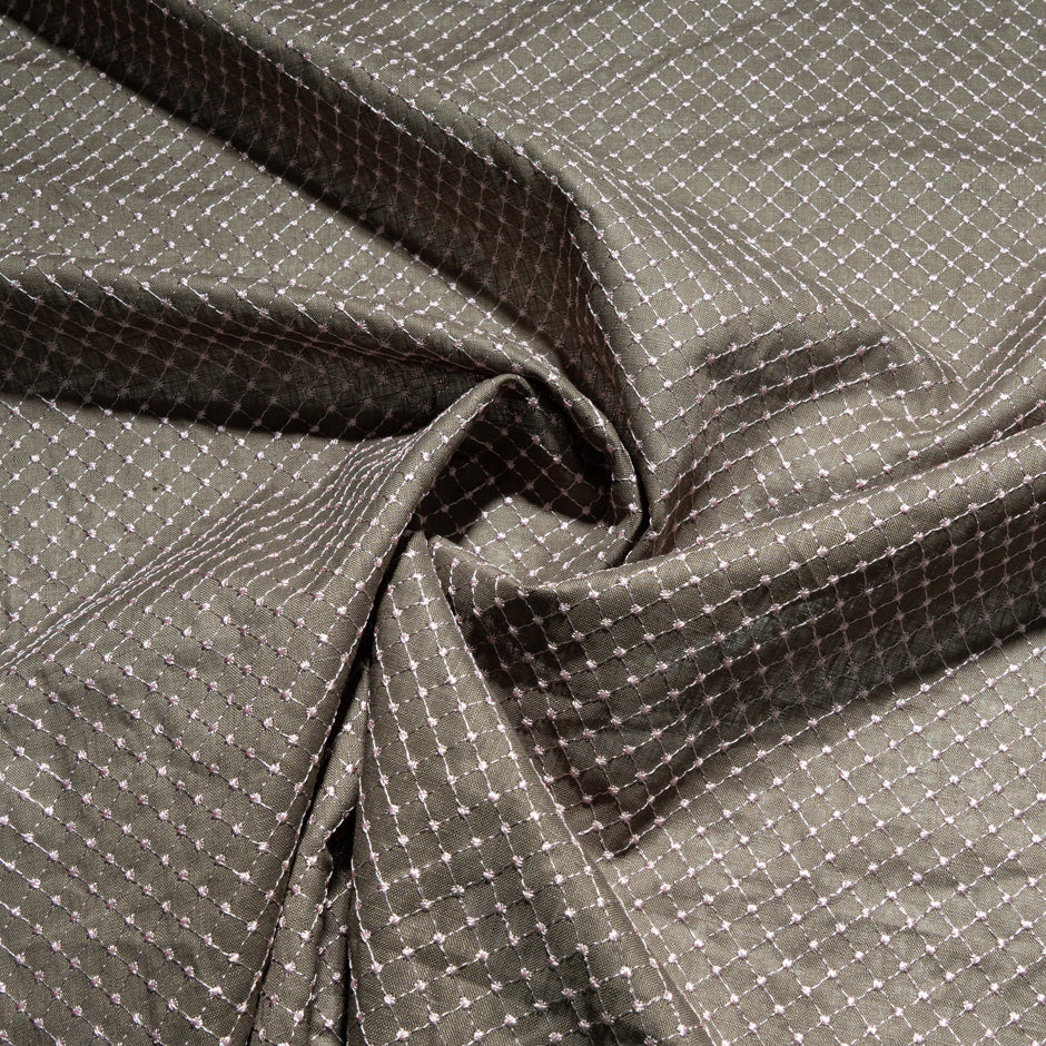 Diamond Embroidered Mid Brown Linen