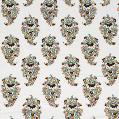 Multi-Coloured Floral Printed Ivory Pure Cotton