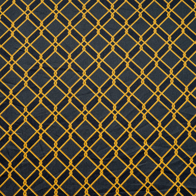 Yellow Geo Patterned Black/Grey Shirting Cotton