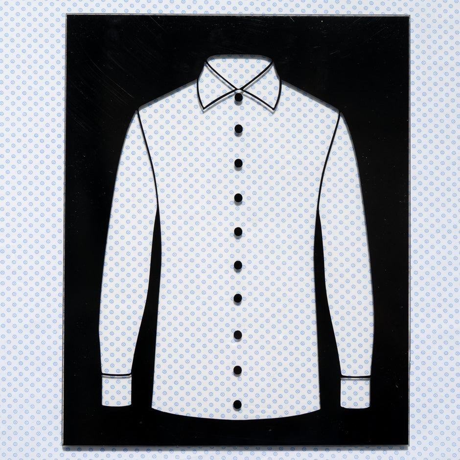 Baby Blue Spotted Circle Luxury Cotton Shirting