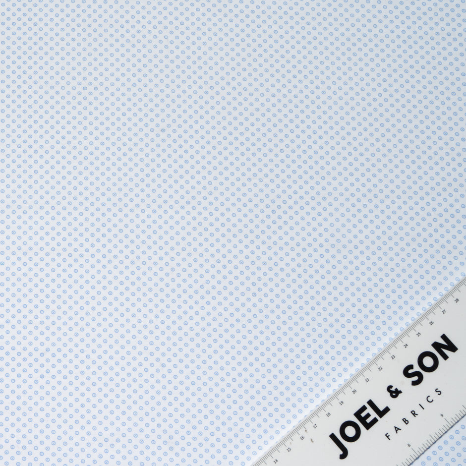 Baby Blue Spotted Circle Luxury Cotton Shirting