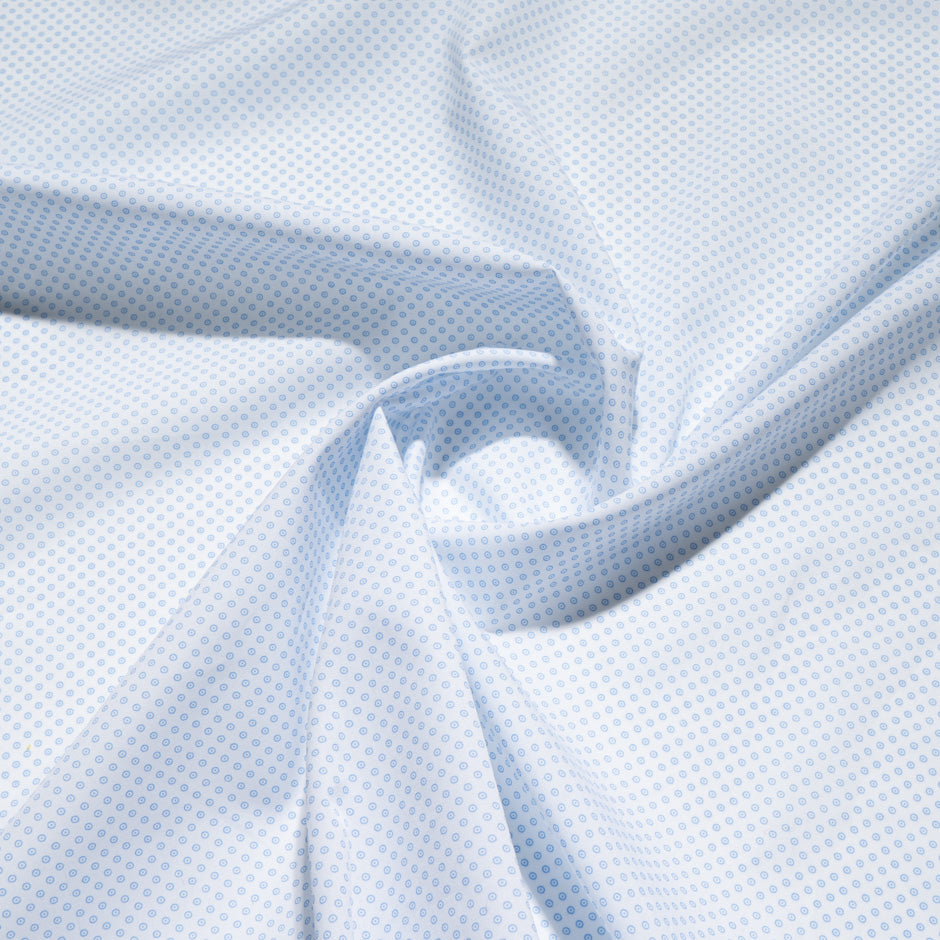 Baby Blue Spotted Circle Luxury Cotton Shirting