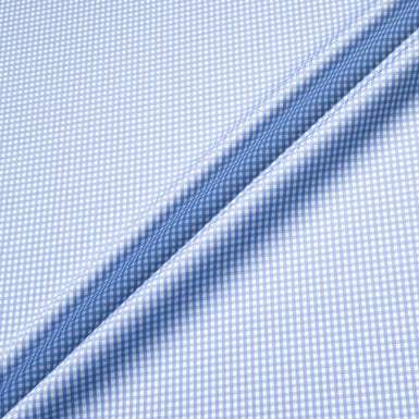 Sky Blue & White Gingham Check Cotton Shirting