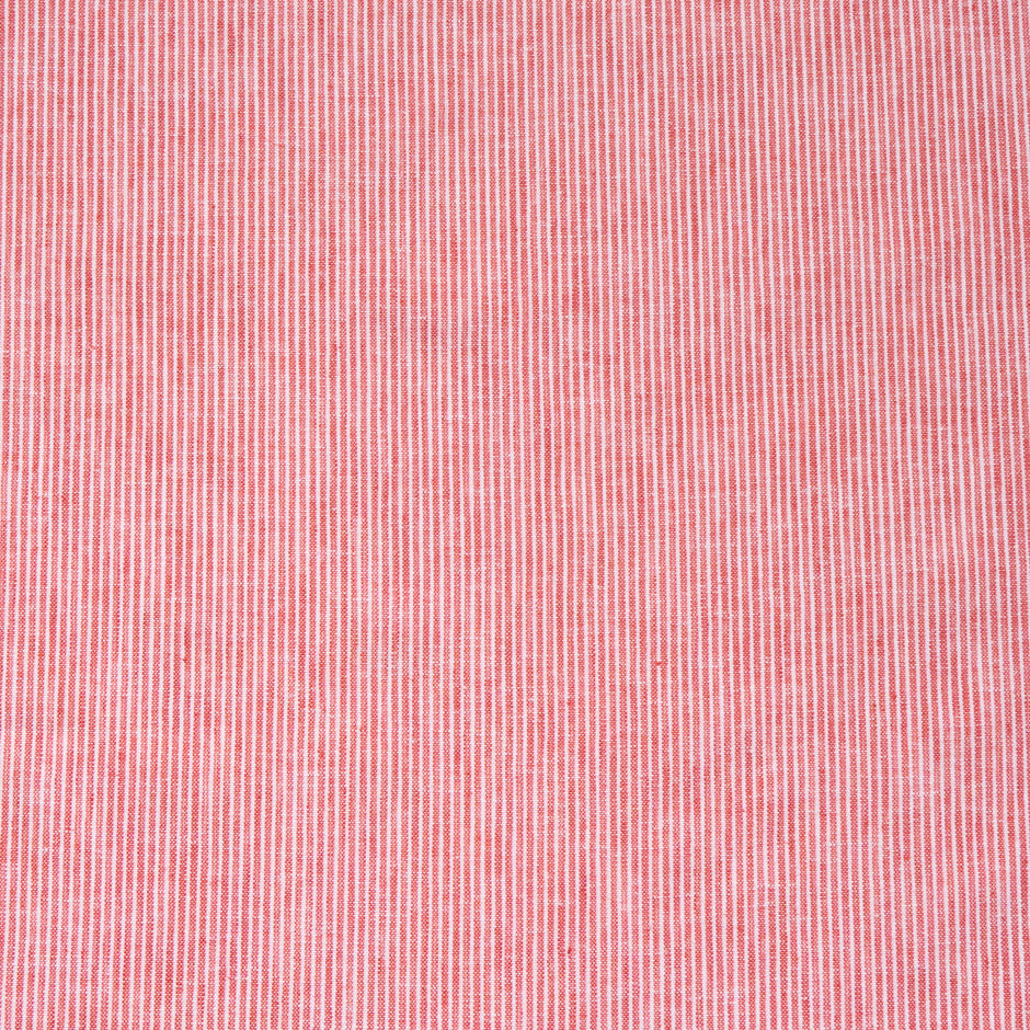 Red & White Thin Striped Pure Linen